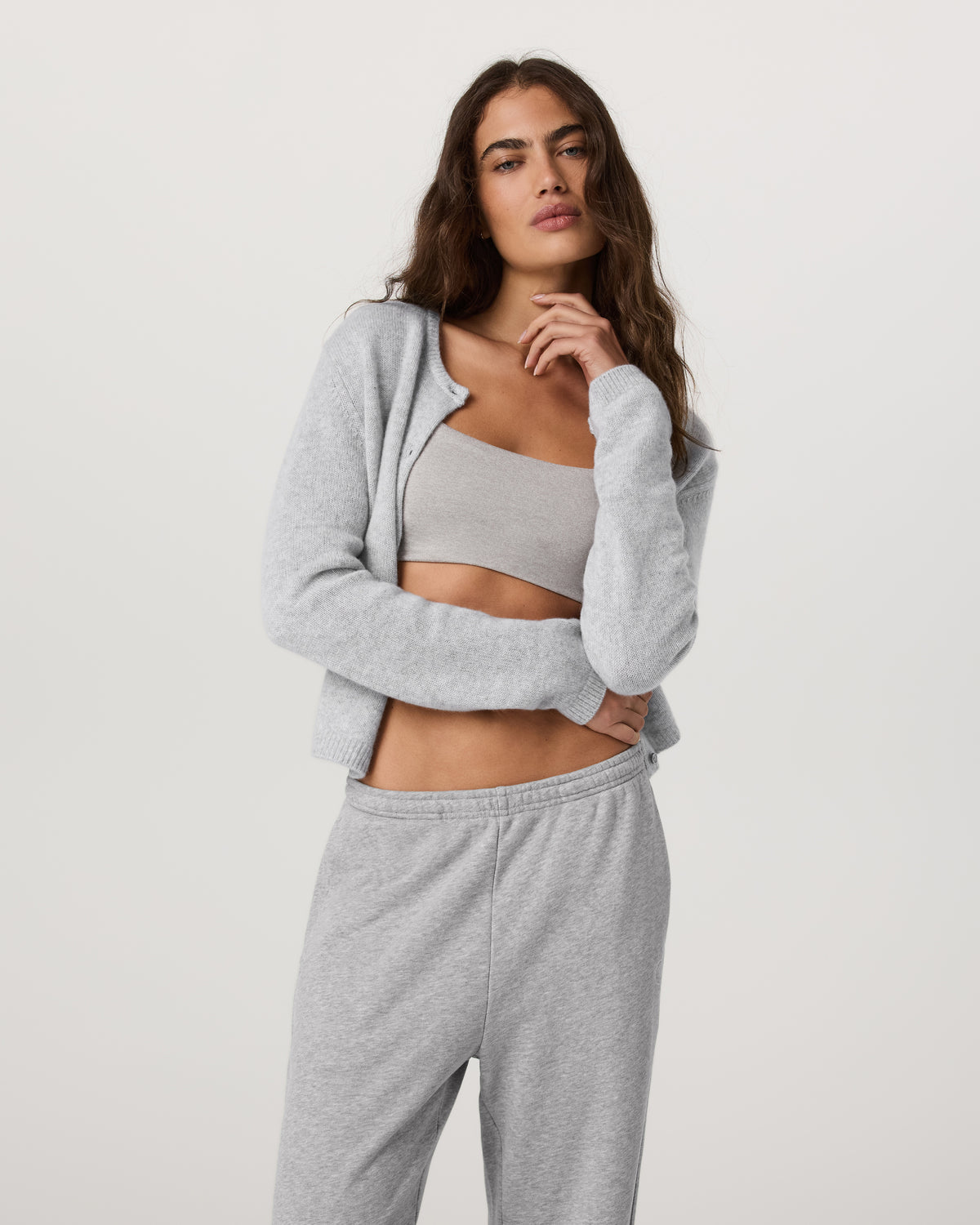Émilie Cashmere Cardi Women's Pale Grey Heather | Vuori Sale