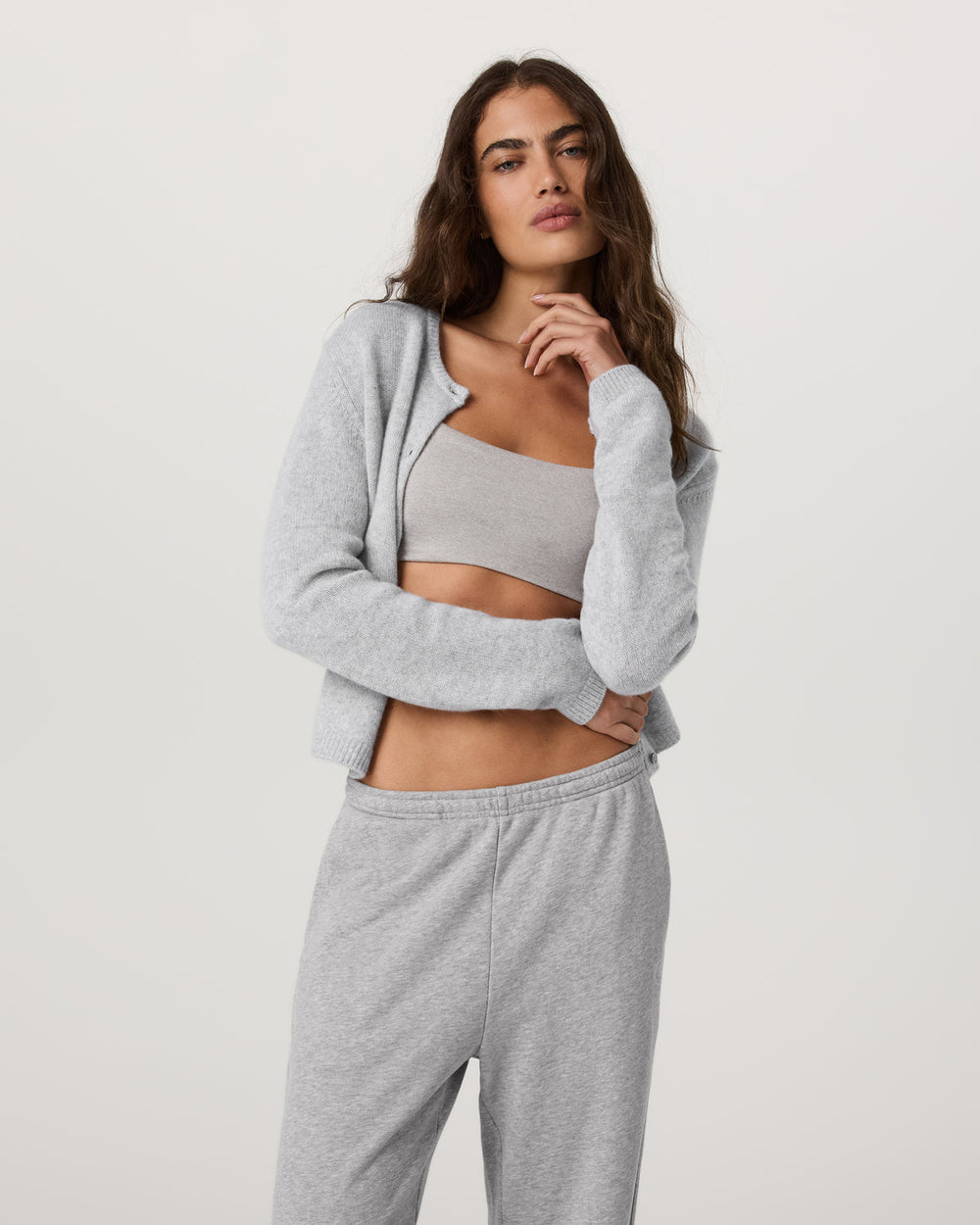 Émilie Cashmere Cardi Women's Pale Grey Heather | Vuori Sale