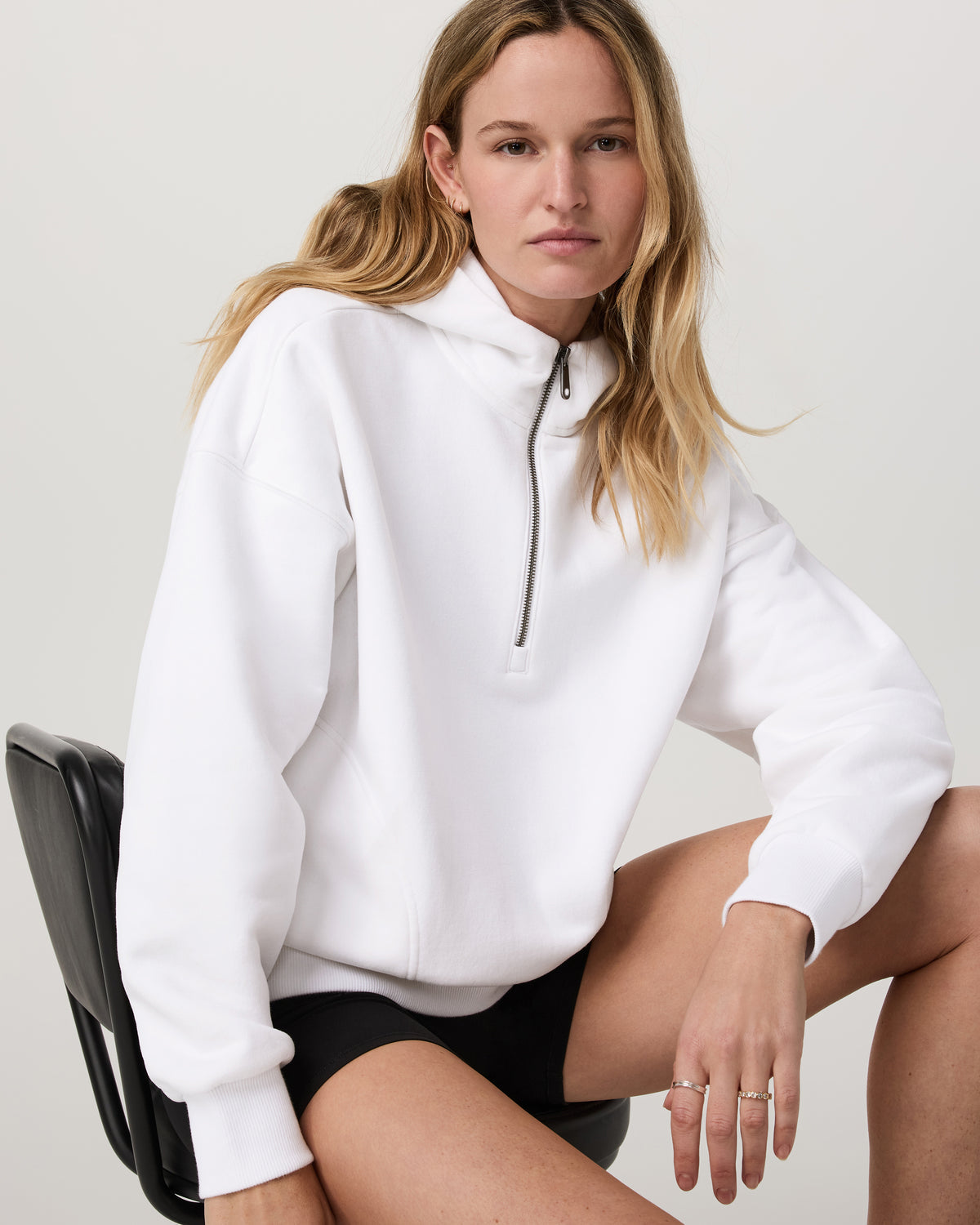 Restore Relaxed Half Zip Hoodie Women's White Pullover | Vuori For sale