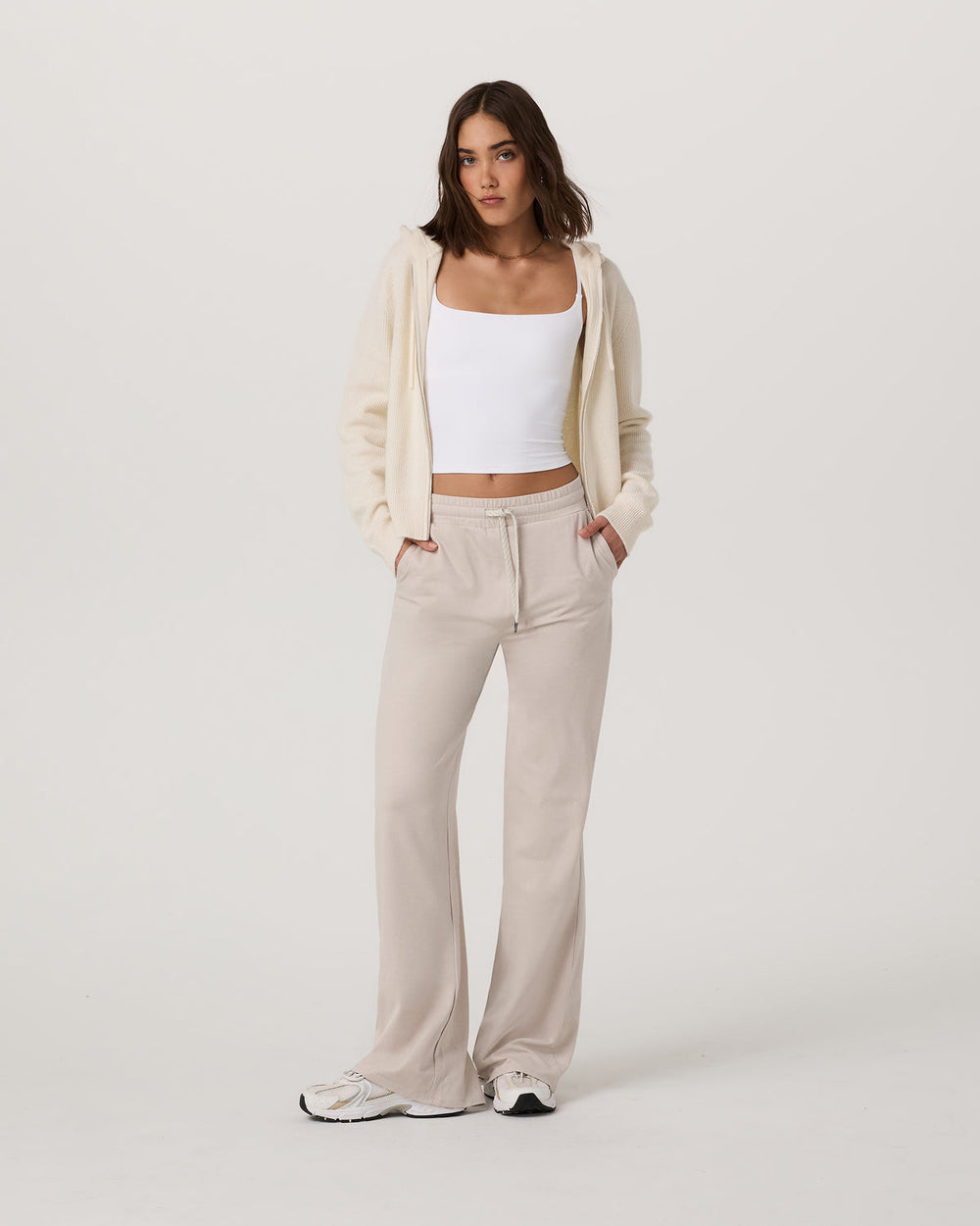 Émilie Cashmere Hoodie Women's Porcelain Zip | Vuori US