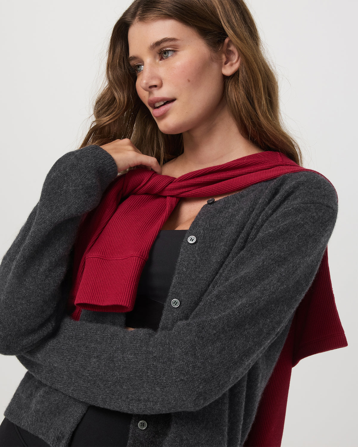 Émilie Cashmere Cardi Women's Charcoal Heather | Vuori Clothing