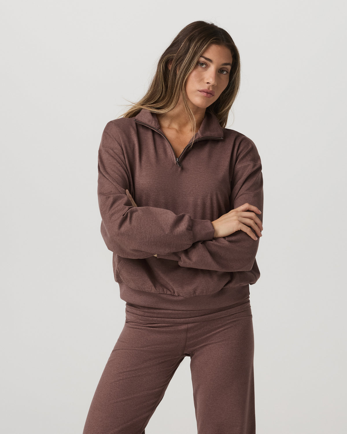 Granite Half Zip Women's Sable Heather Sweatshirt | Vuori On sale