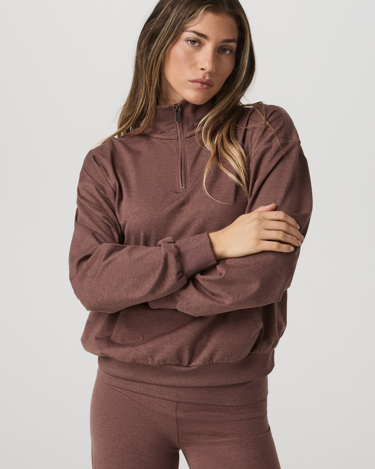 Granite Half Zip Women's Sable Heather Sweatshirt | Vuori On sale