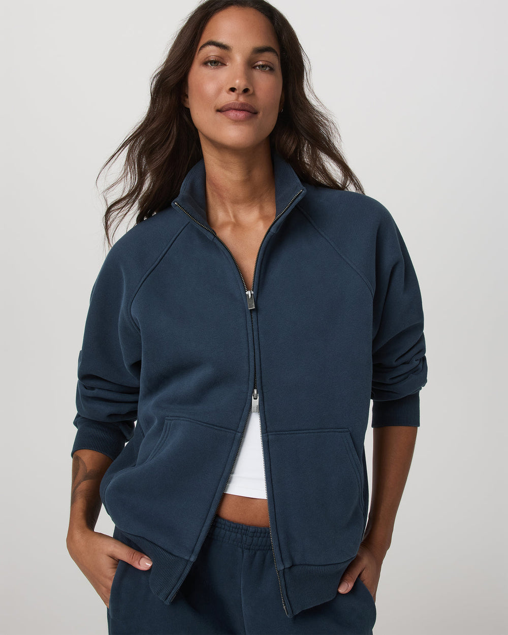 Restore Double Zip Sweatshirt Ocean Blue Full-Zip Fleece | Vuori For sale