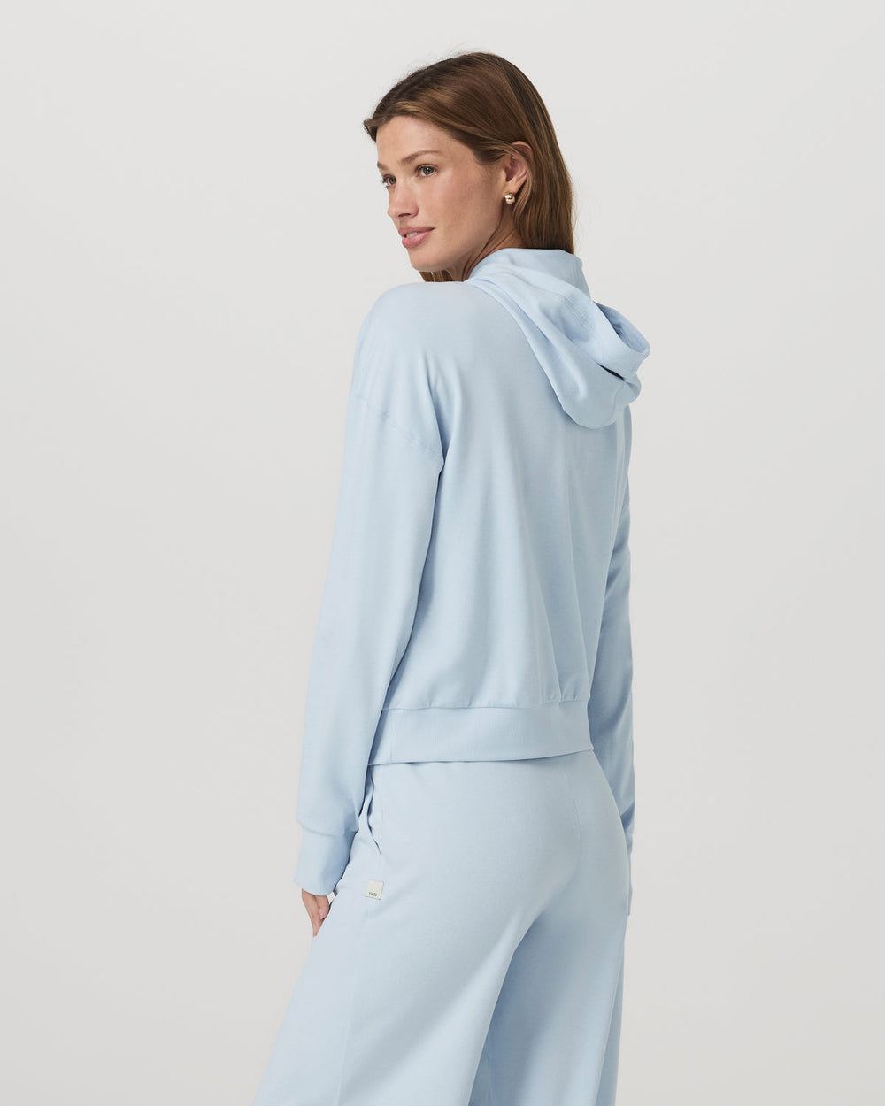 Women's Halo Modern Full Zip Hoodie Soft Sky Heather | Vuori Outlet