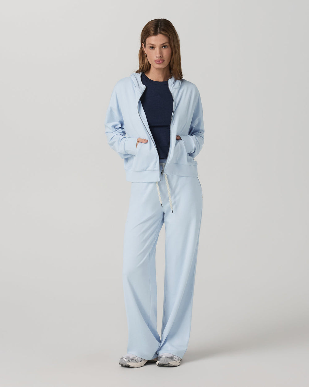 Women's Halo Modern Full Zip Hoodie Soft Sky Heather | Vuori Outlet