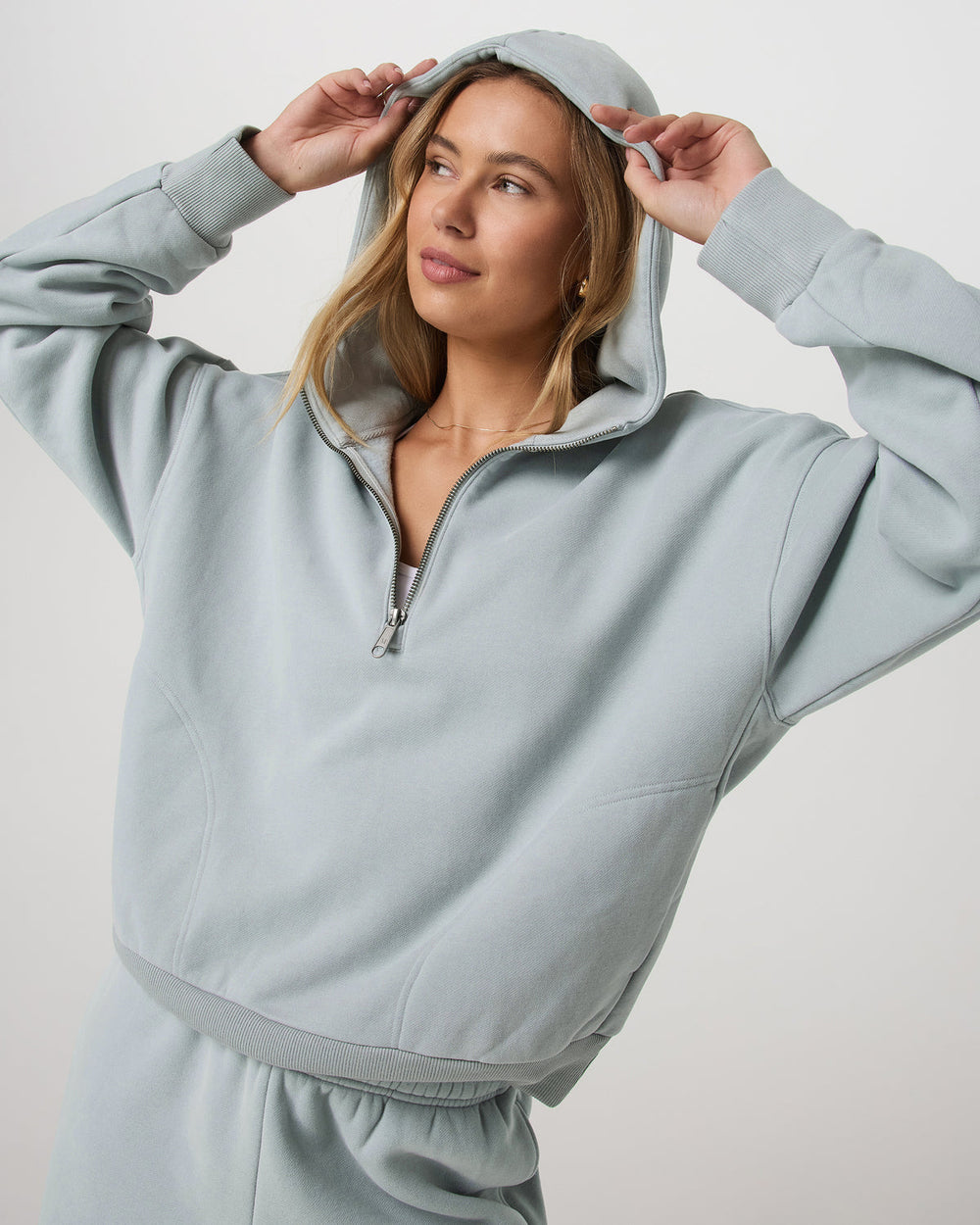 Restore Relaxed Half Zip Hoodie Blue Haze Jacket | Vuori US