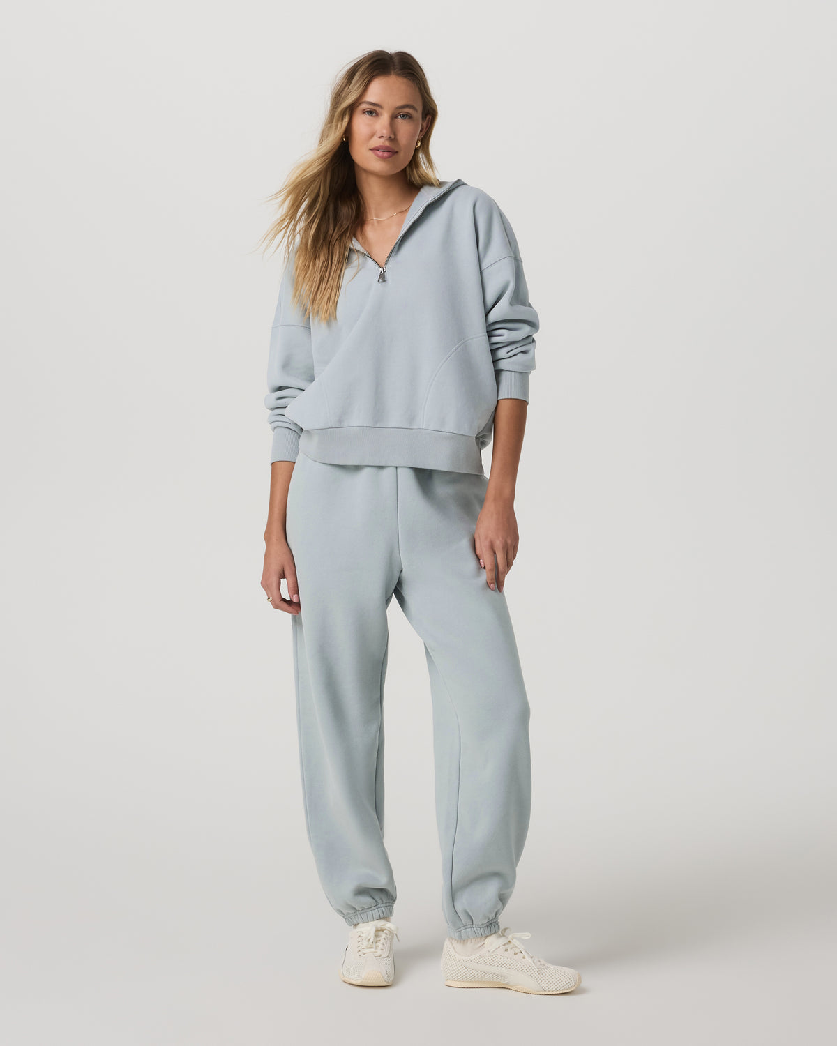 Restore Relaxed Half Zip Hoodie Blue Haze Jacket | Vuori US