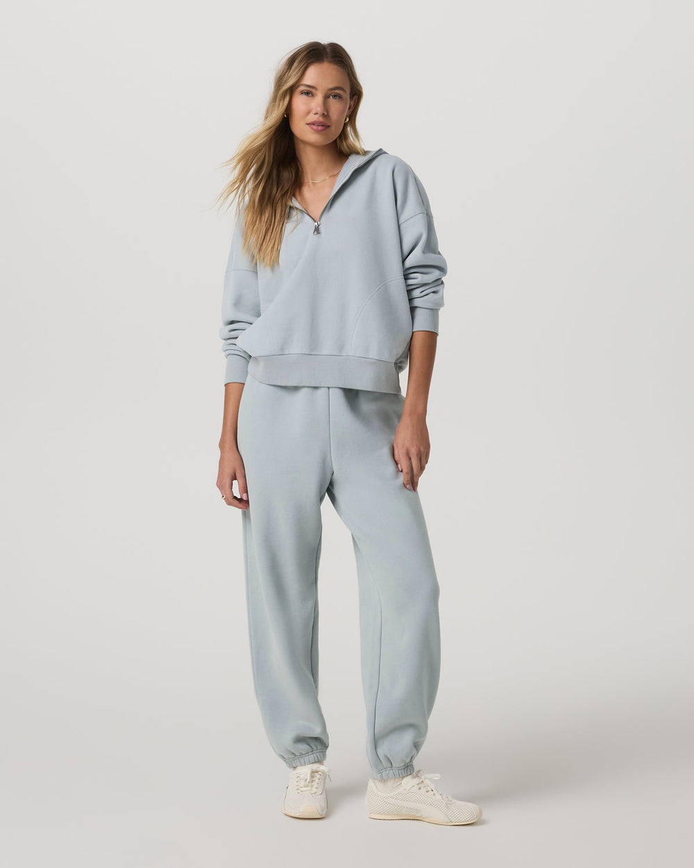 Restore Relaxed Half Zip Hoodie Blue Haze Jacket | Vuori US