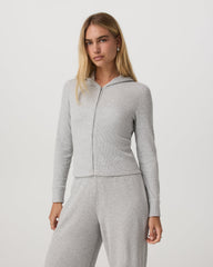 Waffle Full Zip Hoodie Women's Light Grey Hoodie | Vuori Clothing