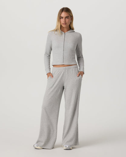 Waffle Full Zip Hoodie Women's Light Grey Hoodie | Vuori Clothing