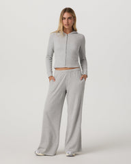 Waffle Full Zip Hoodie Women's Light Grey Hoodie | Vuori Clothing