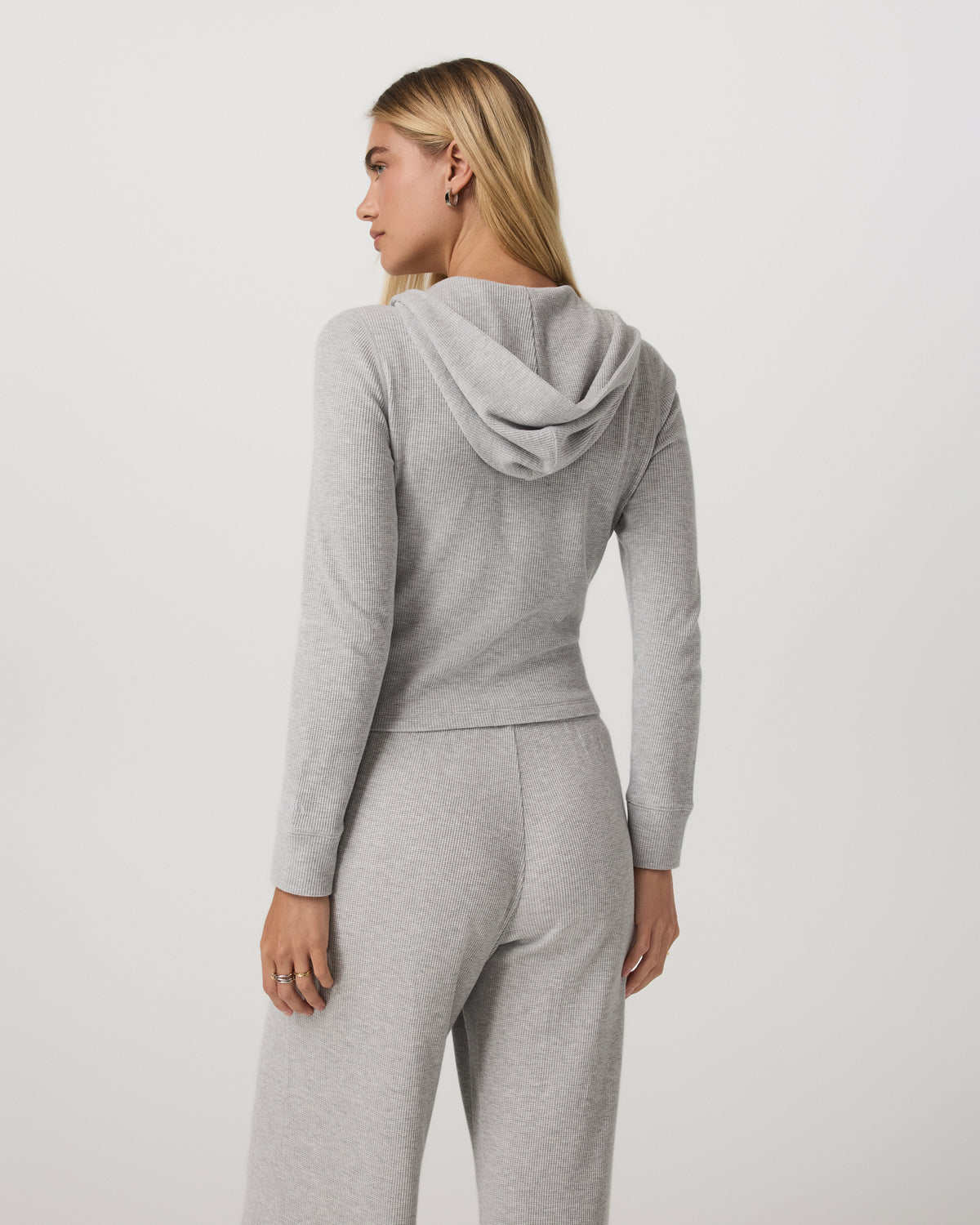 Waffle Full Zip Hoodie Women's Light Grey Hoodie | Vuori Clothing