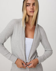 Waffle Full Zip Hoodie Women's Light Grey Hoodie | Vuori Clothing