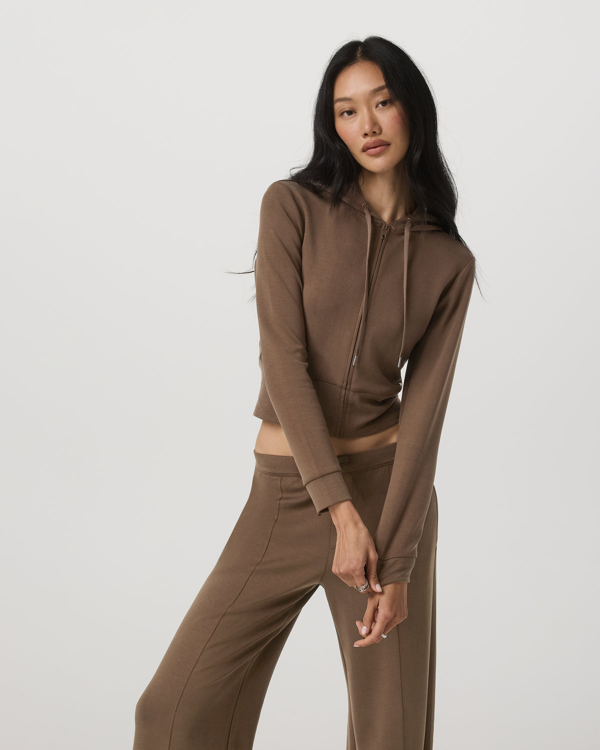 Compose Full Zip Hoodie Women's Espresso Zip-Up Jacket | Vuori
