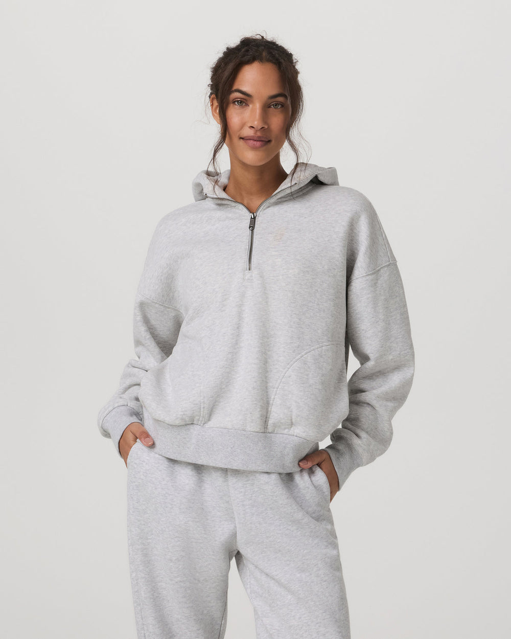 Restore Relaxed Half Zip Hoodie Pale Grey Jacket | Vuori On sale