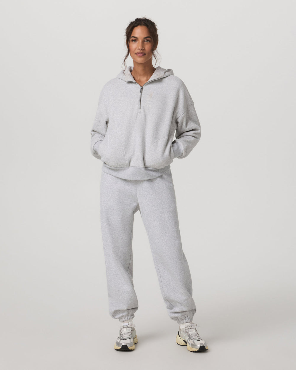 Restore Relaxed Half Zip Hoodie Pale Grey Jacket | Vuori On sale