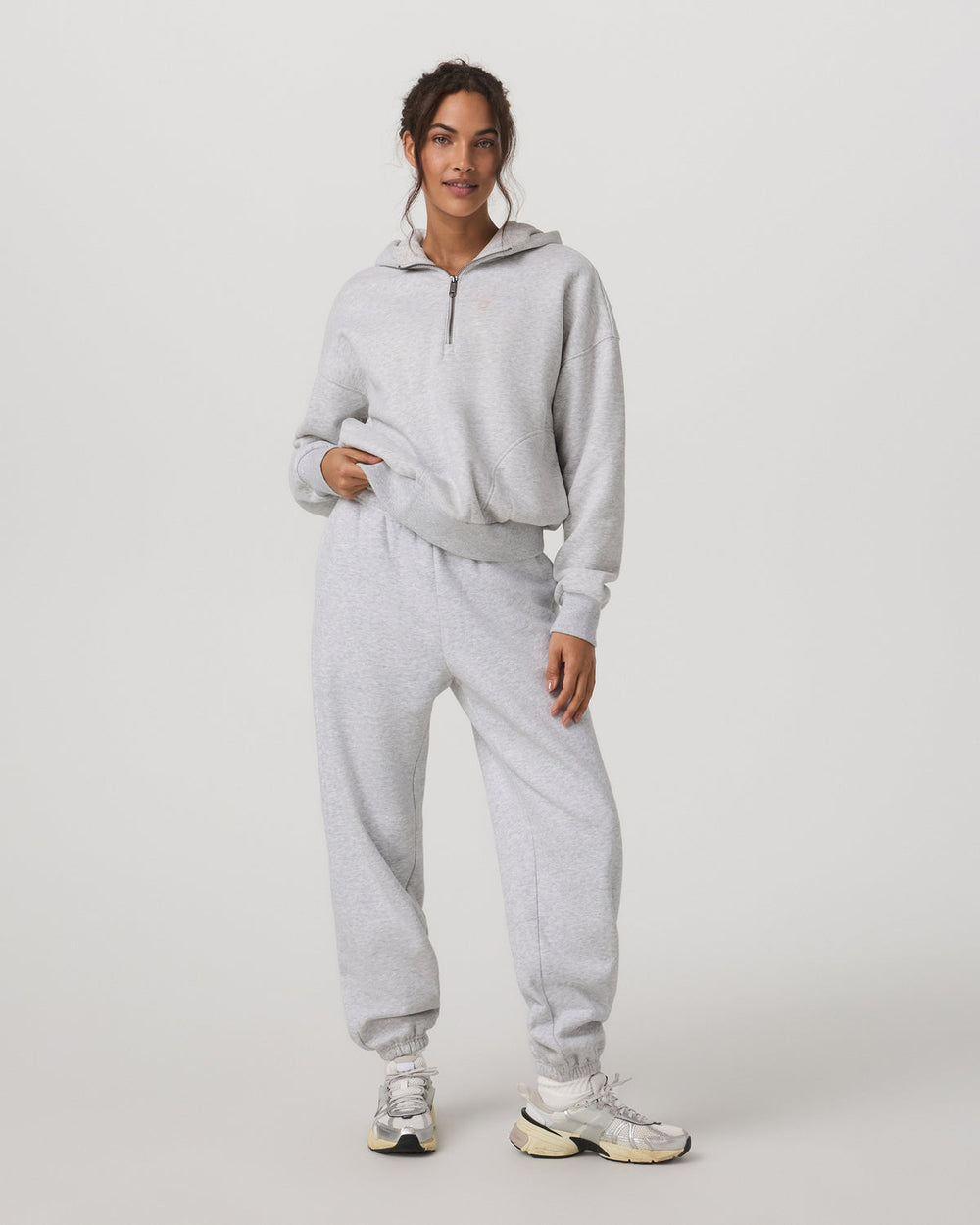 Restore Relaxed Half Zip Hoodie Pale Grey Jacket | Vuori On sale