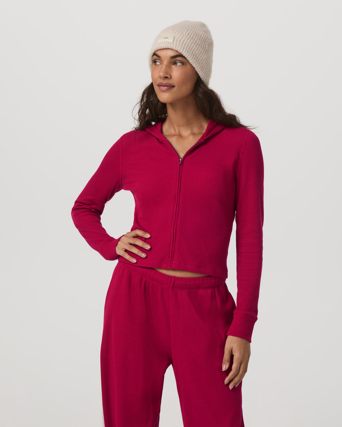 Waffle Full Zip Hoodie Women's Strawberry Hoodie | Vuori US