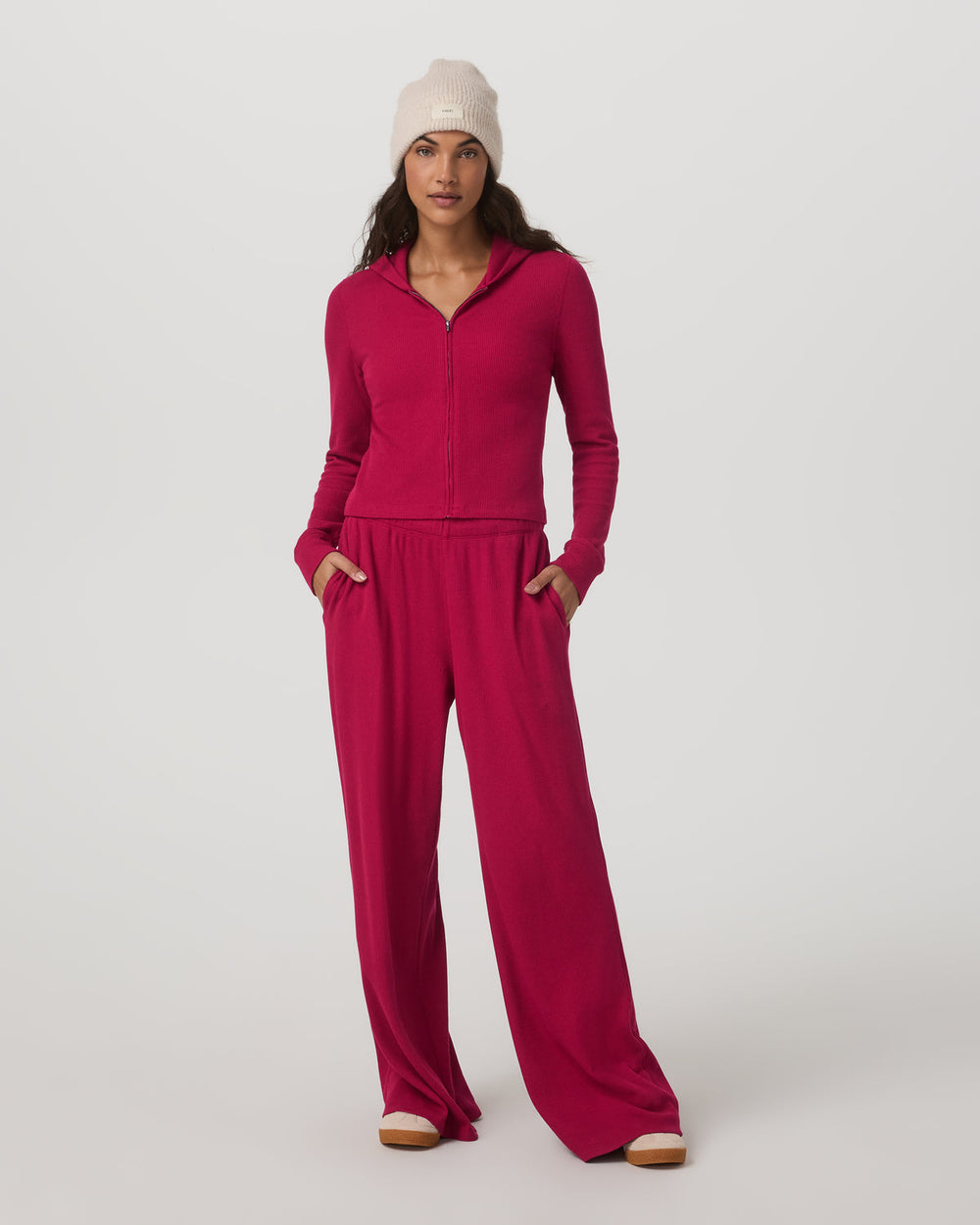 Waffle Full Zip Hoodie Women's Strawberry Hoodie | Vuori US