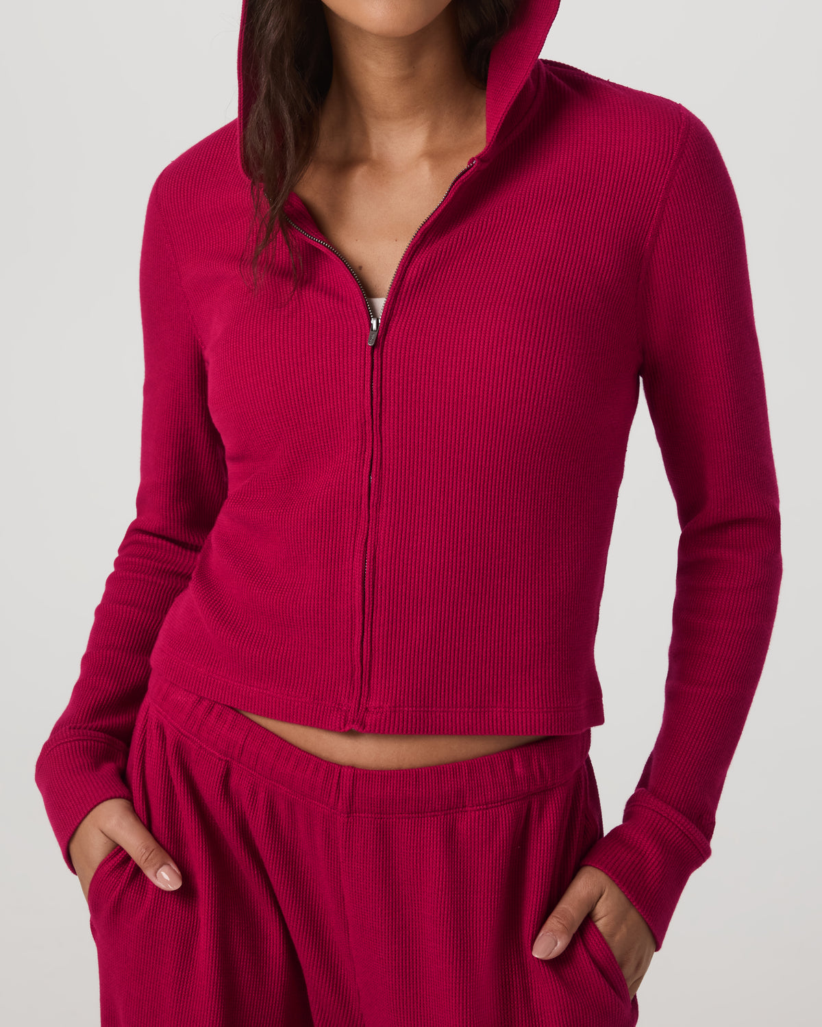Waffle Full Zip Hoodie Women's Strawberry Hoodie | Vuori US