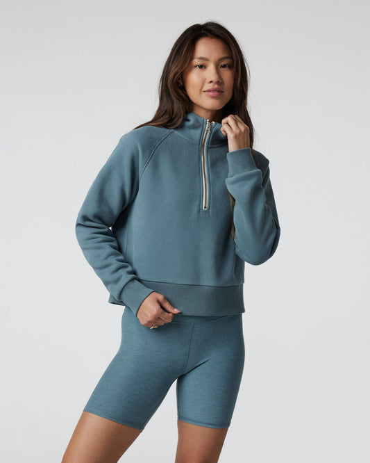 Restore Half Zip Hoodie Women's Smoke Blue Hoodie | Vuori Clothing