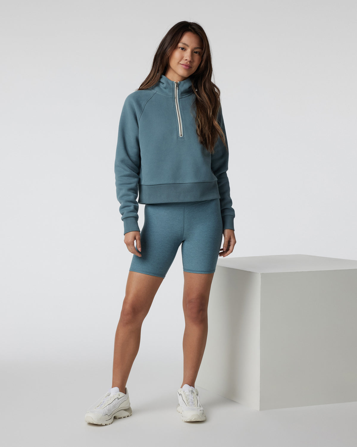 Restore Half Zip Hoodie Women's Smoke Blue Hoodie | Vuori Clothing