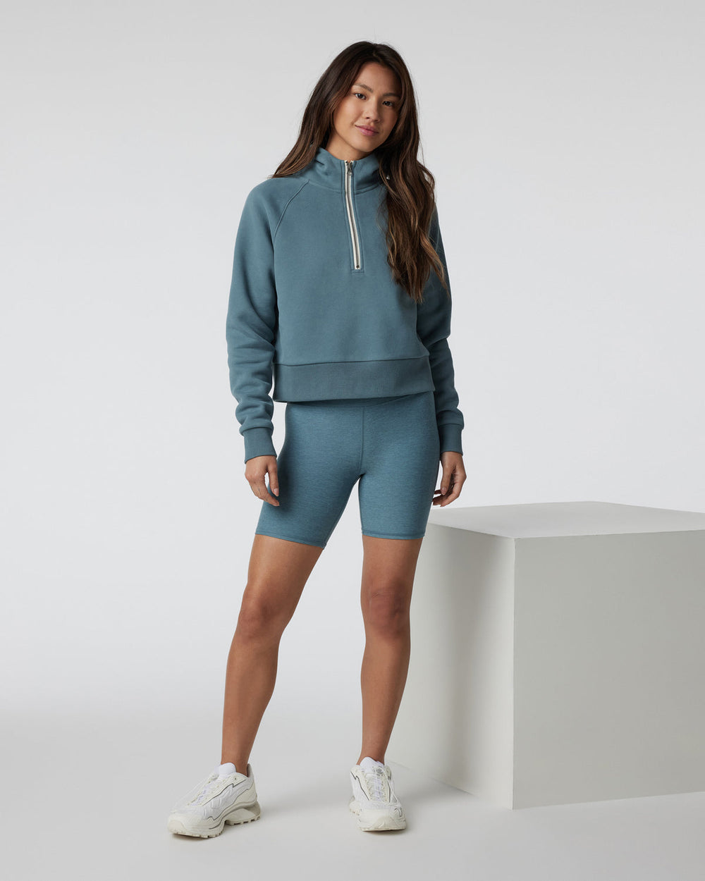 Restore Half Zip Hoodie Women's Smoke Blue Hoodie | Vuori Clothing