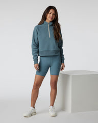 Restore Half Zip Hoodie Women's Smoke Blue Hoodie | Vuori Clothing