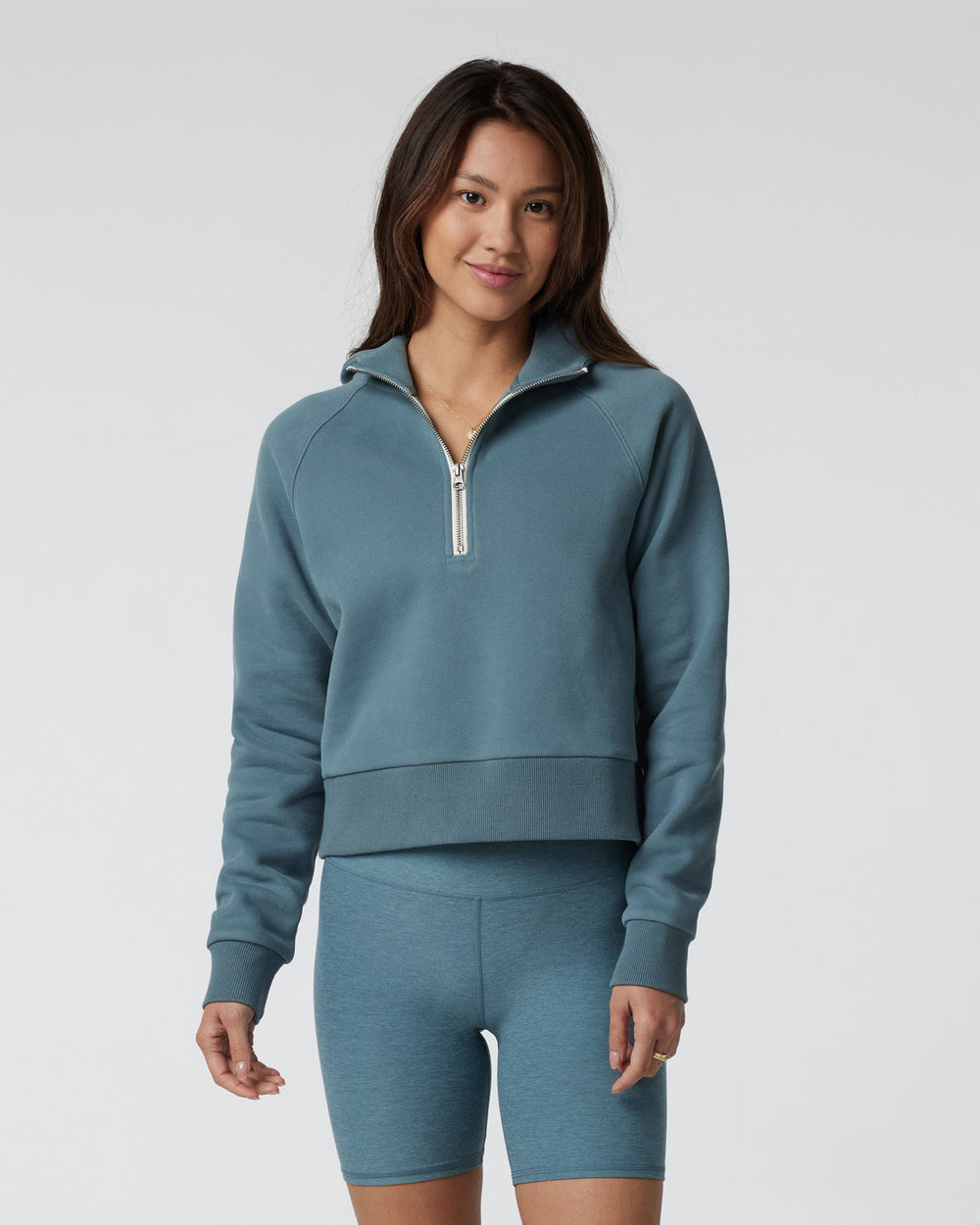 Restore Half Zip Hoodie Women's Smoke Blue Hoodie | Vuori Clothing