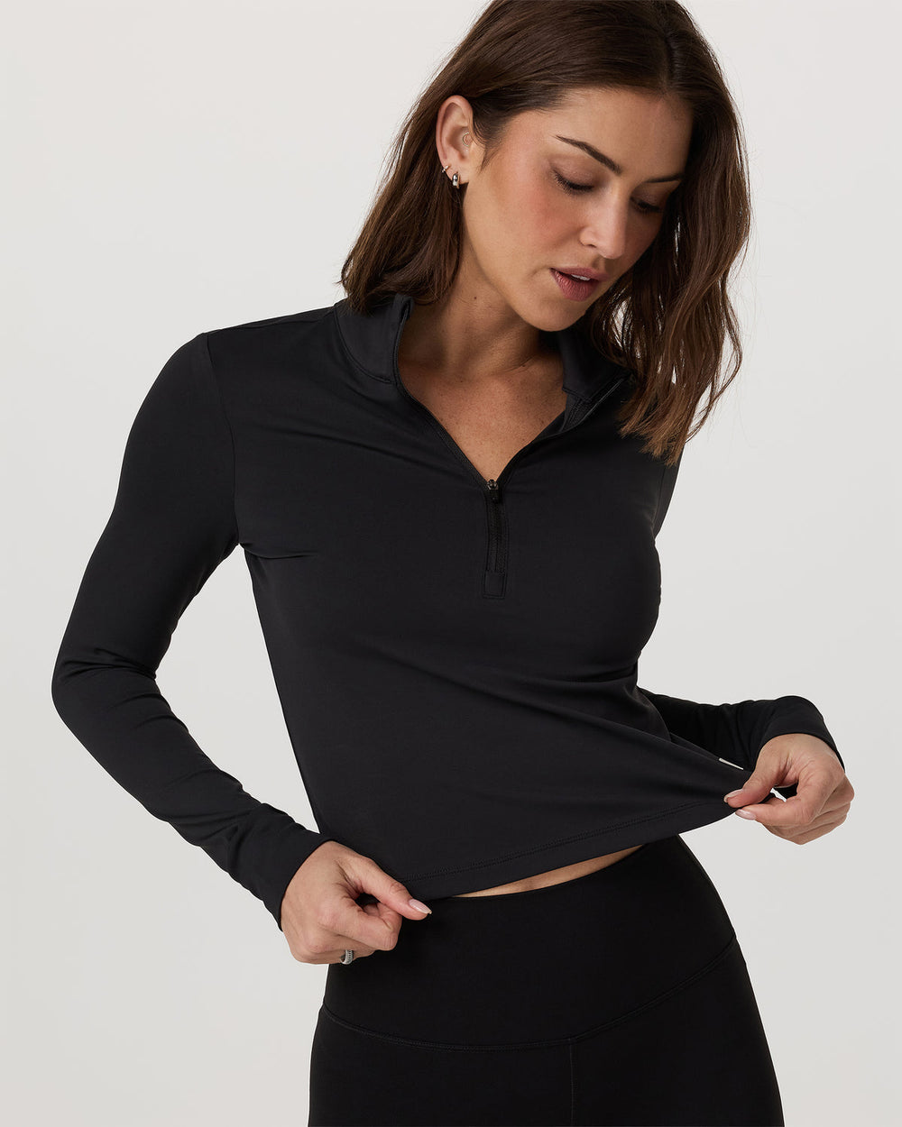 Studio Half Zip Women's Black Workout Jacket | Vuori