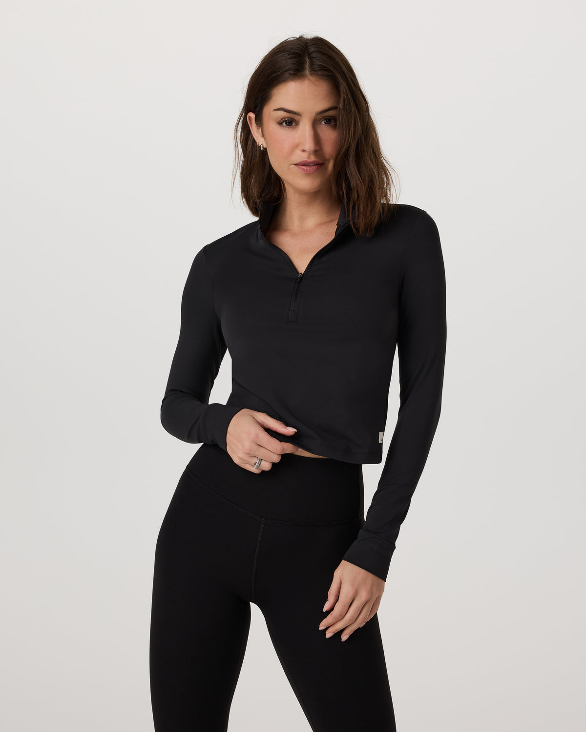 Studio Half Zip Women's Black Workout Jacket | Vuori