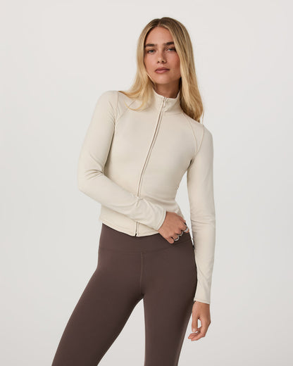 Vuori AllTheFeels™ Full Zip Women's Bone Fitness Jacket | Vuori
