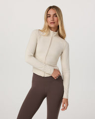Vuori AllTheFeels™ Full Zip Women's Bone Fitness Jacket | Vuori