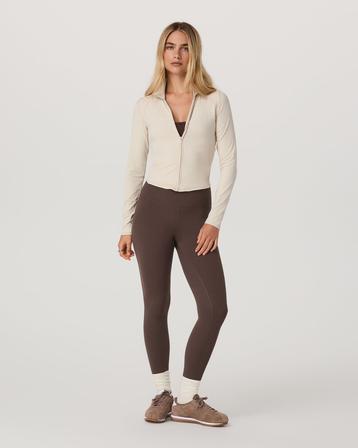 Vuori AllTheFeels™ Full Zip Women's Bone Fitness Jacket | Vuori