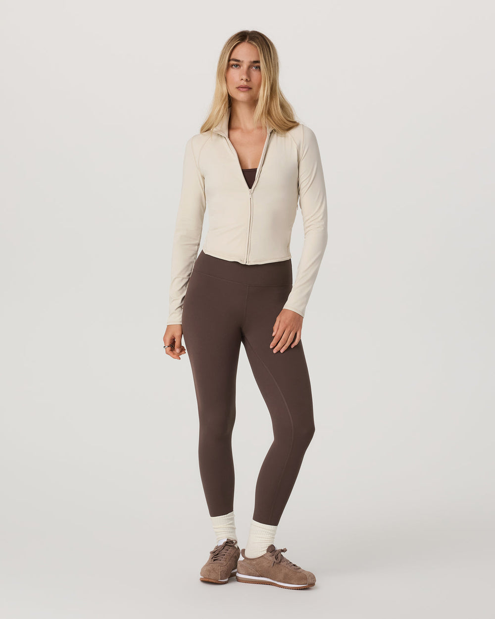 Vuori AllTheFeels™ Full Zip Women's Bone Fitness Jacket | Vuori
