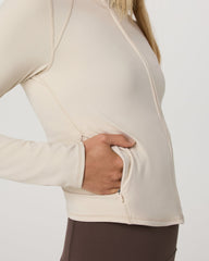 Vuori AllTheFeels™ Full Zip Women's Bone Fitness Jacket | Vuori