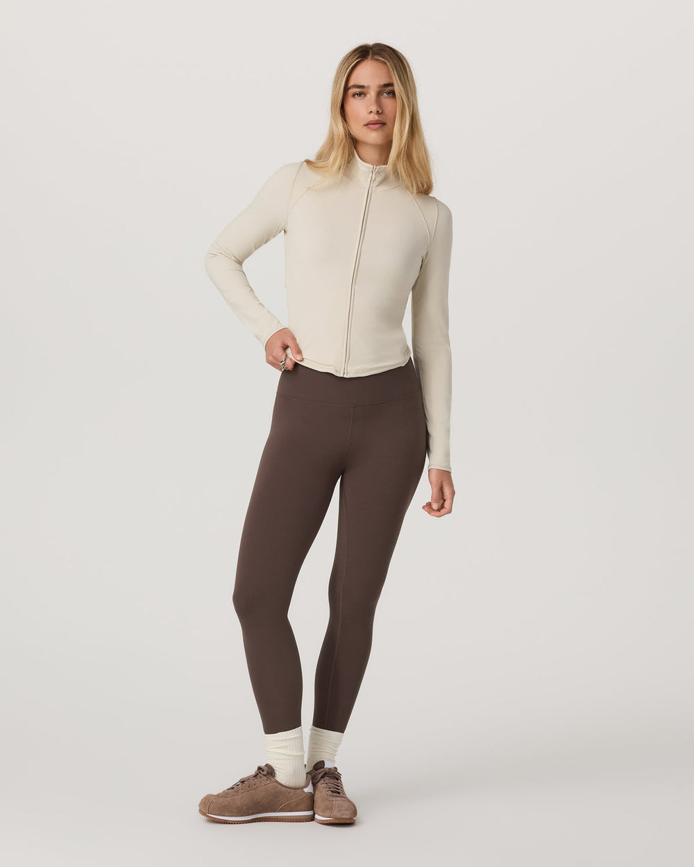 Vuori AllTheFeels™ Full Zip Women's Bone Fitness Jacket | Vuori