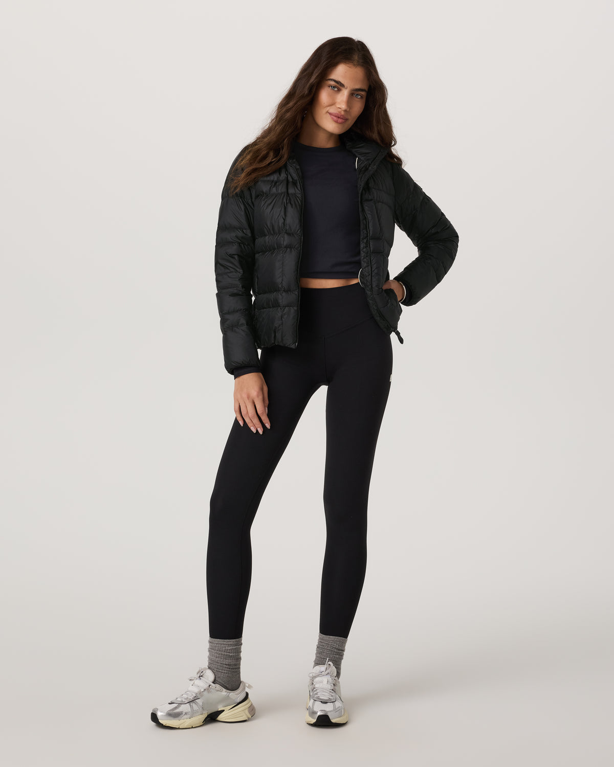 Women's Coordinate Packable Down Jacket Black Zip Up | Vuori Sale