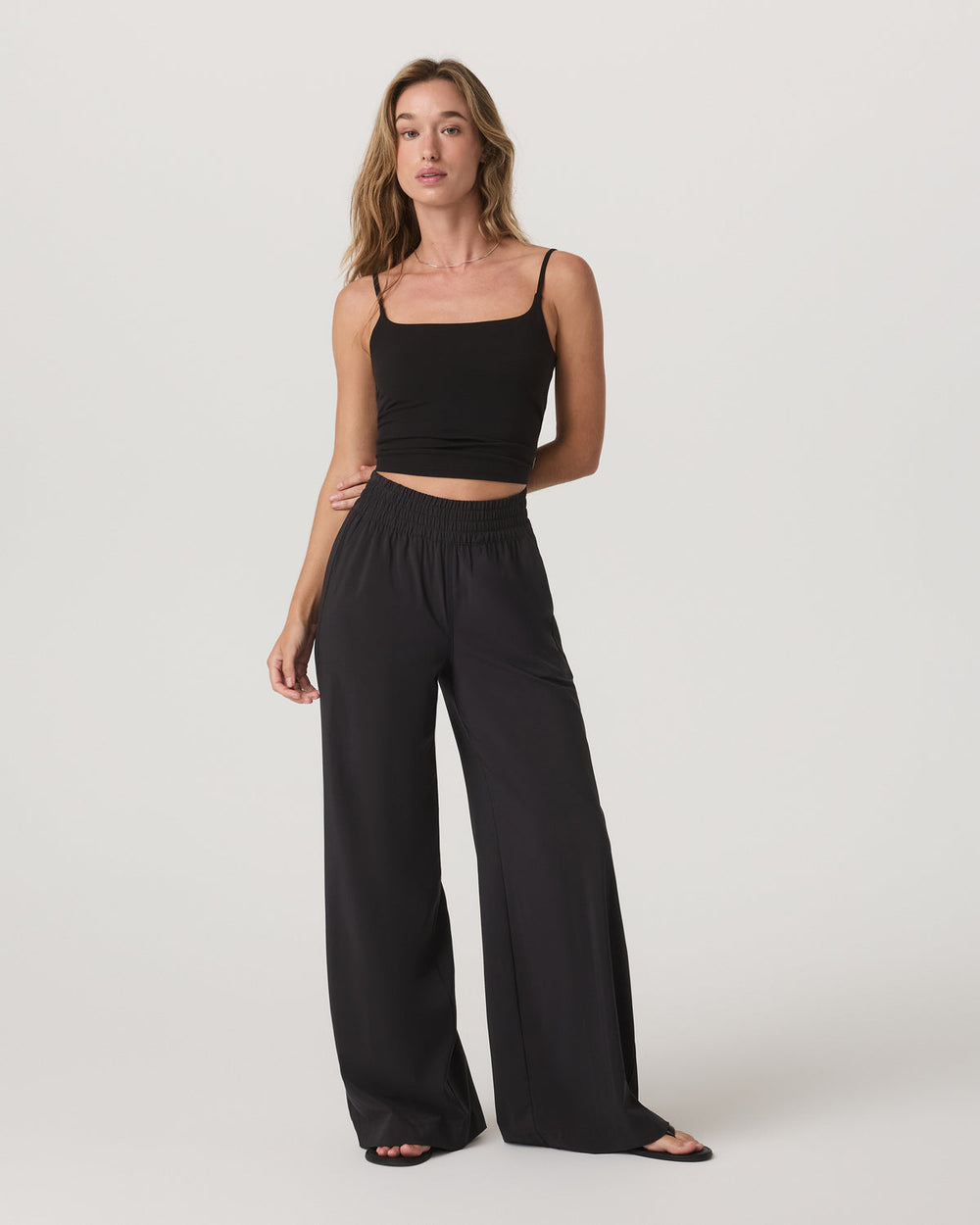 Villa Wideleg Black Lightweight Wide Leg Pants | Vuori Outlet