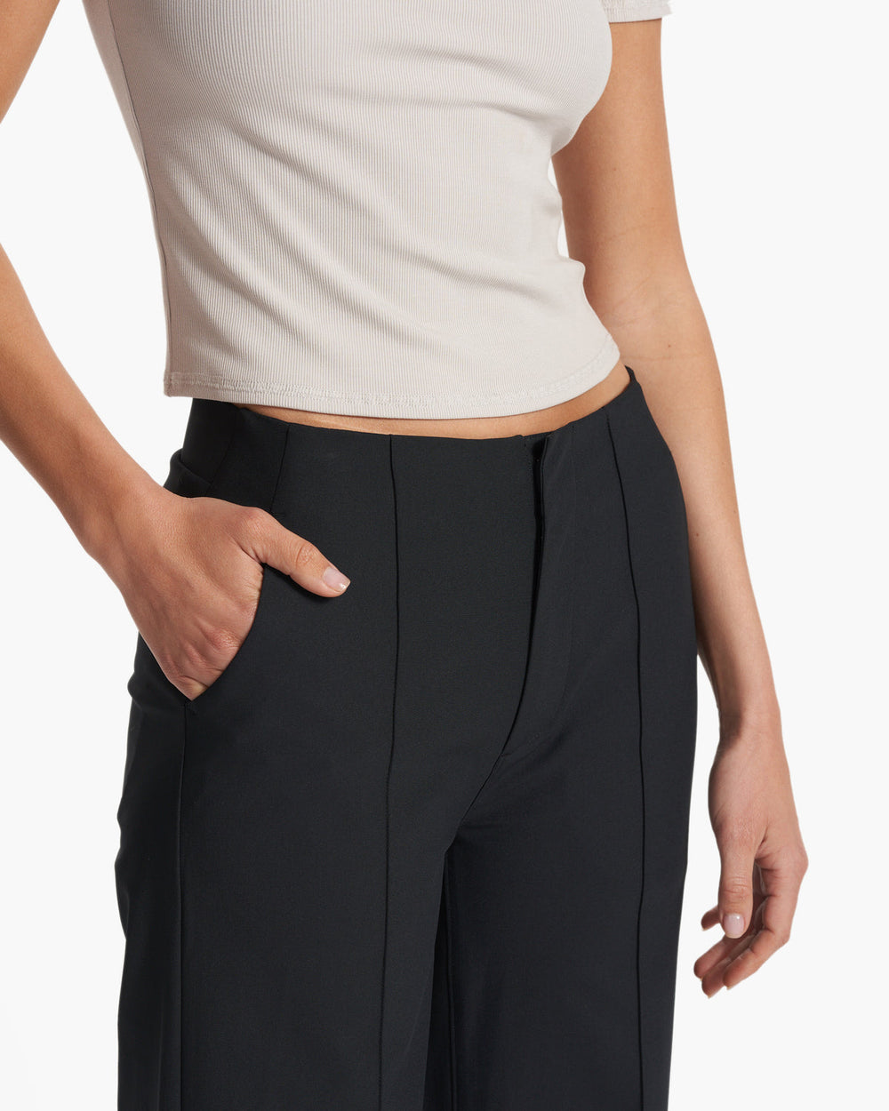 Women's Meta Wideleg Black Tailored Pants | Vuori US