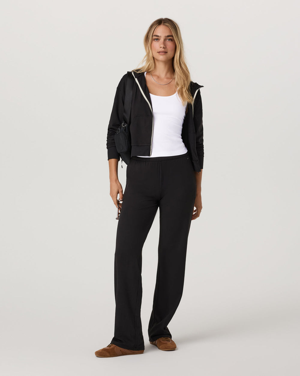 Halo Straight Leg - Long Women's Solid Black Pants | Vuori US