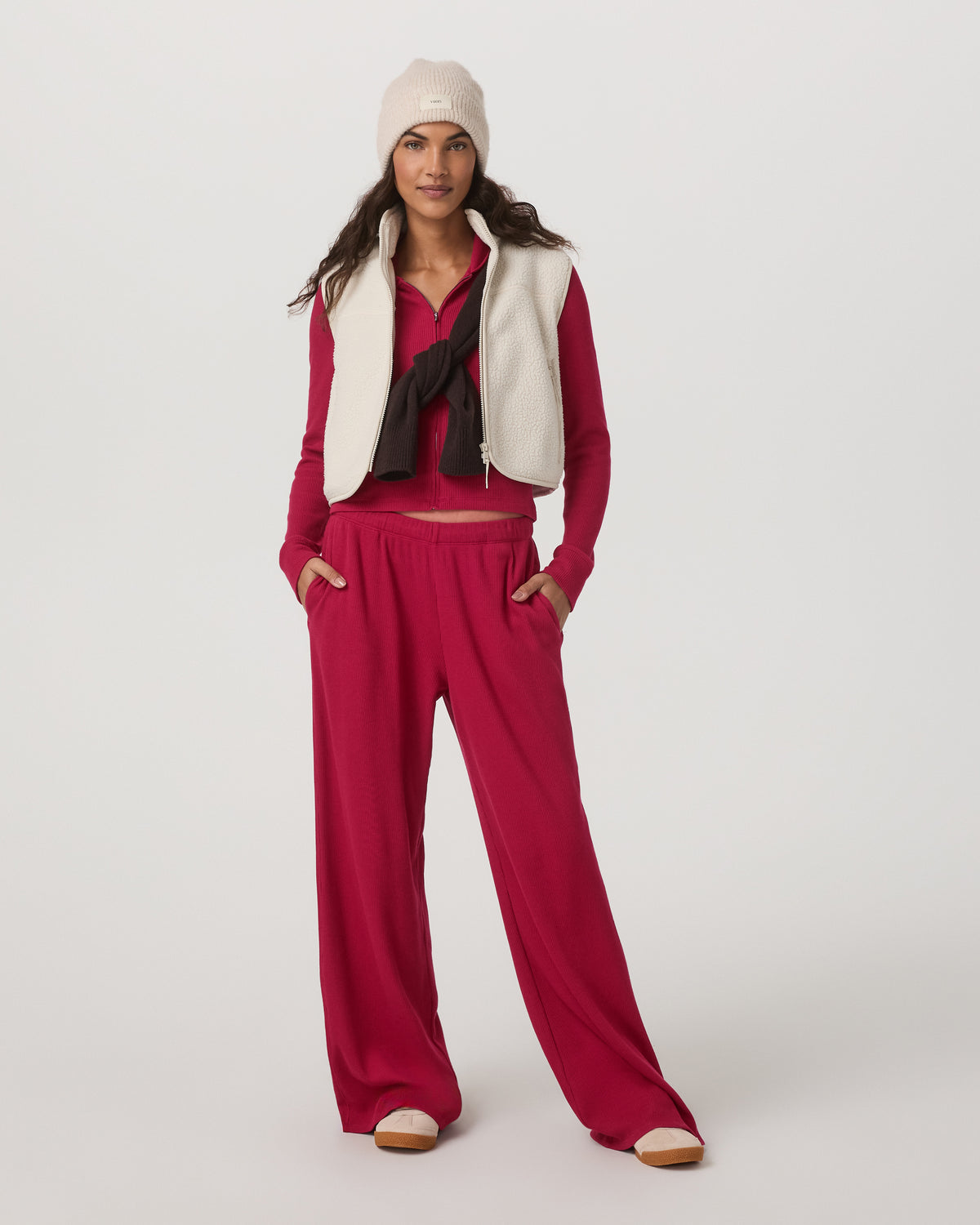 Waffle Wideleg Pant Women's Strawberry Waffle Knit Pant | Vuori Clothing