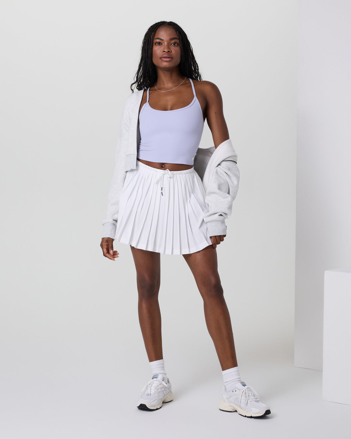 Clementine Pleated Skirt 15" White | Vuori