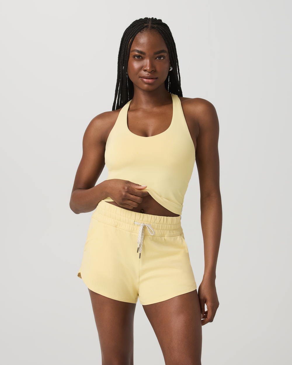 Halo Performance Crop Tank 2.0 Lemon Snap Heather Top | Vuori Sale