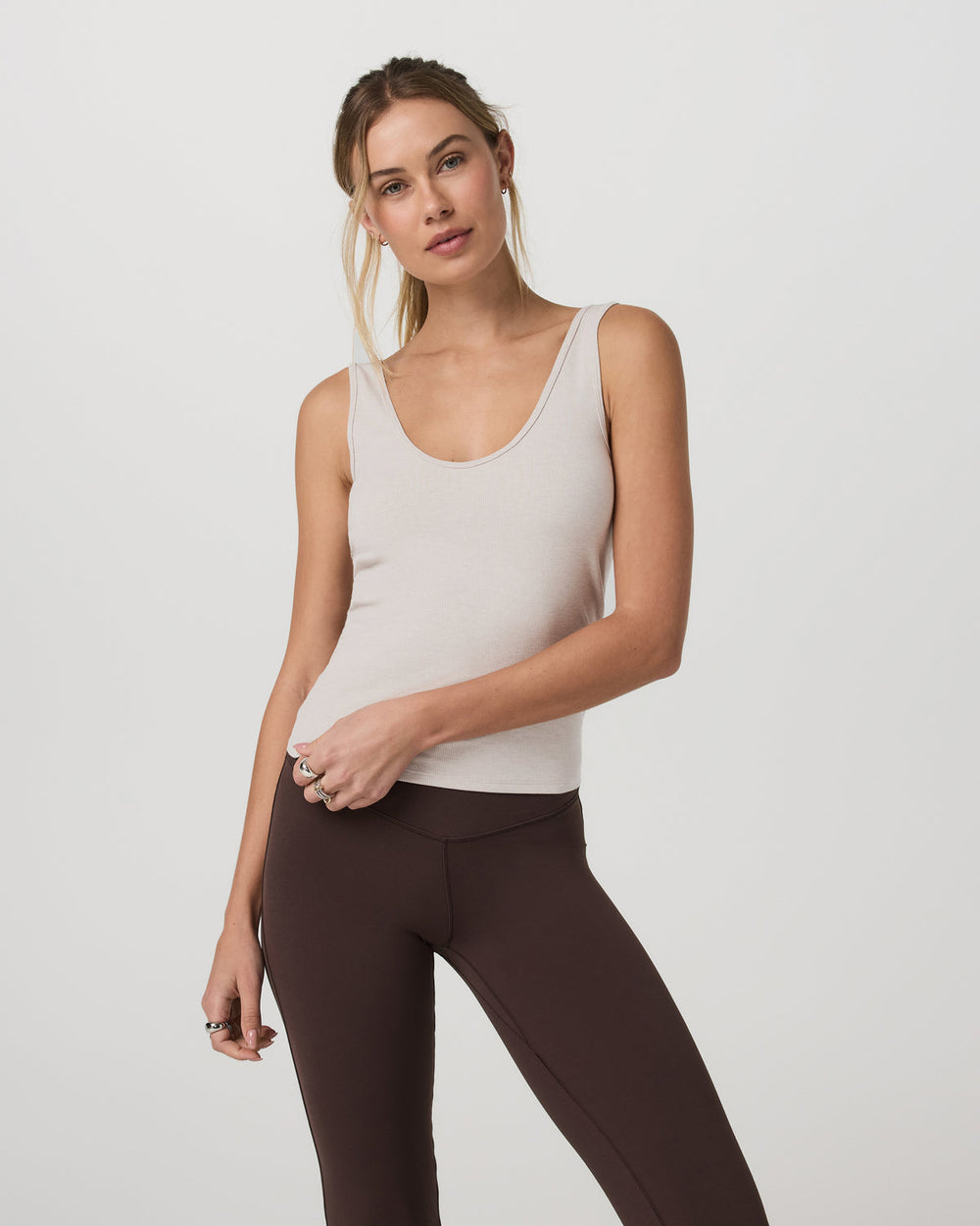 Pose Twin Tank Women's Ecru Heather Tank Top | Vuori Online