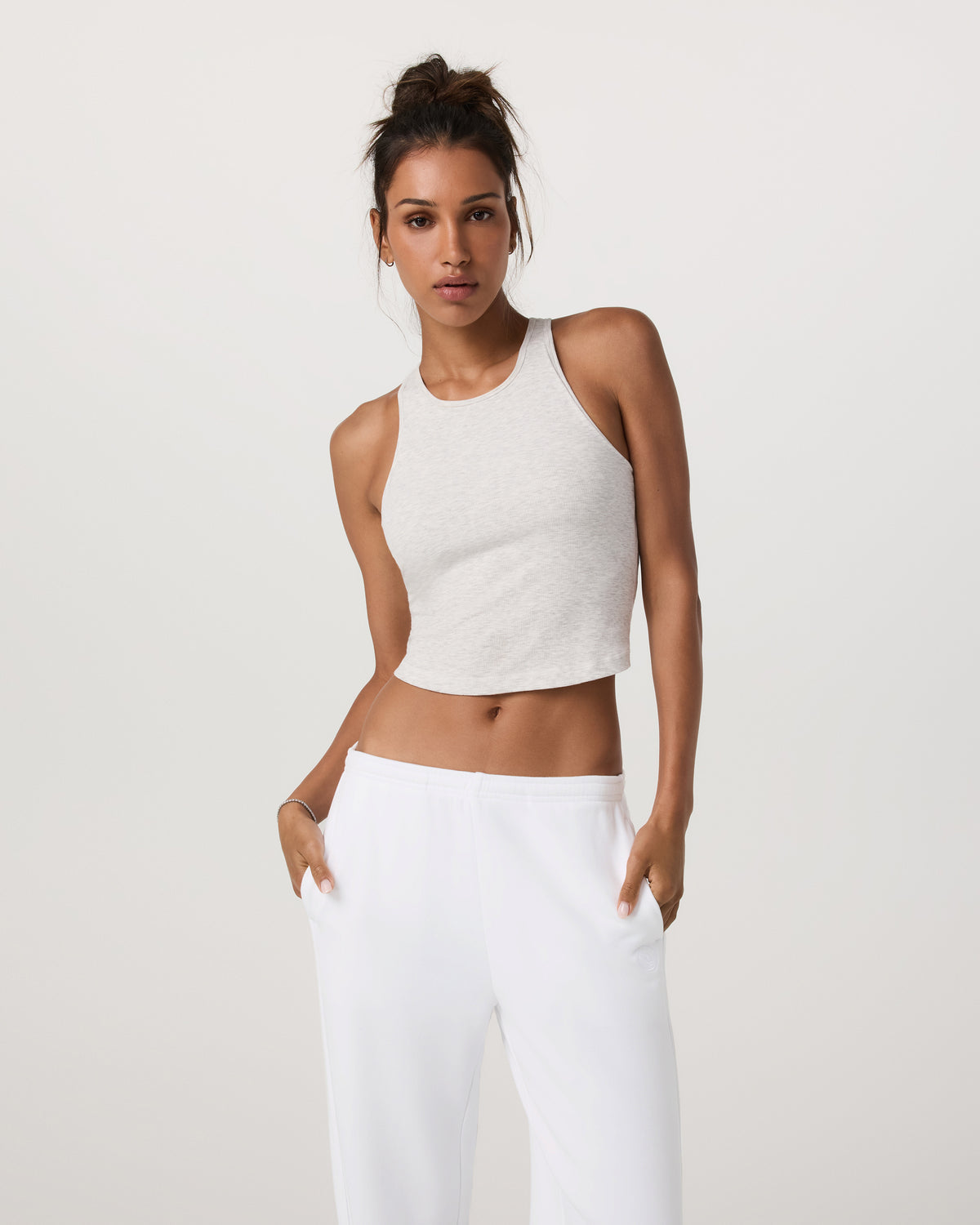 Pose Plyo Tank White Rib Tank Top with Built in Bra | Vuori Sale