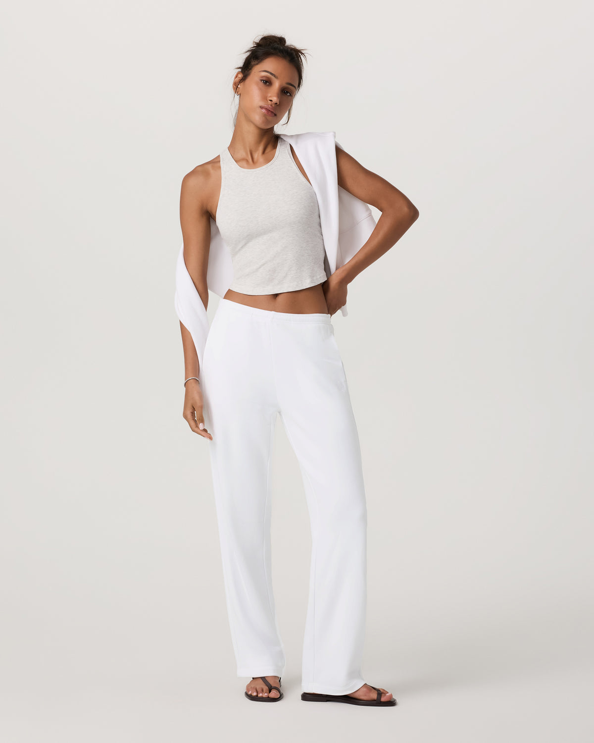 Pose Plyo Tank White Rib Tank Top with Built in Bra | Vuori Sale