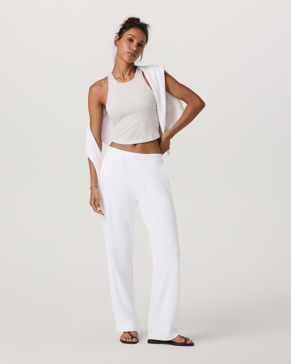 Pose Plyo Tank White Rib Tank Top with Built in Bra | Vuori Sale