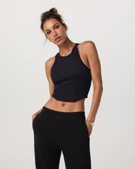 Pose Plyo Tank Black Crop Tank Top with Built in Bra | Vuori On sale